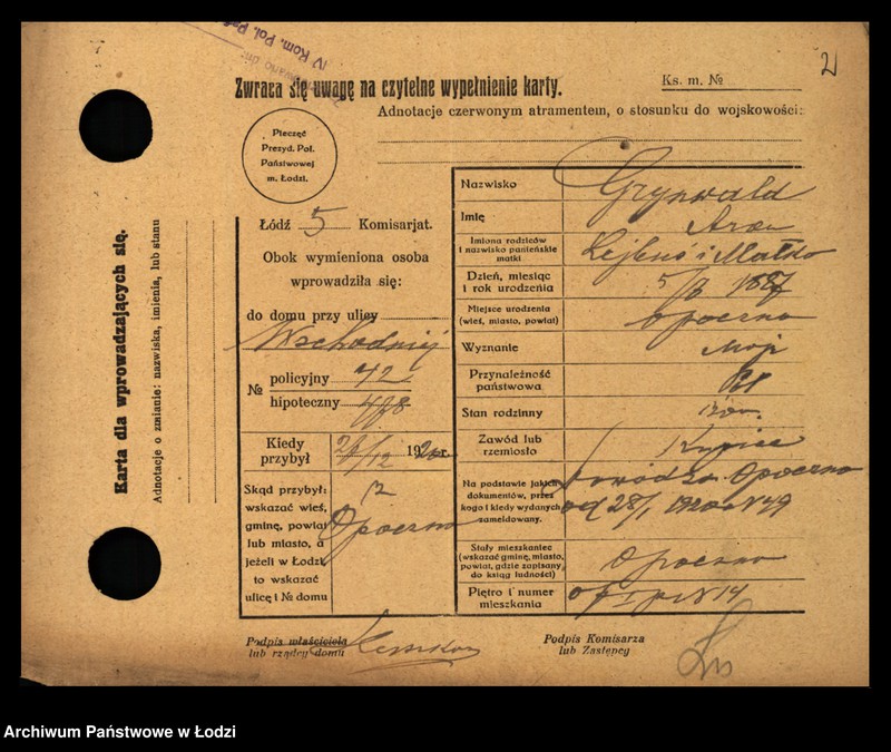 Obraz 4 z jednostki "[Spis ludności Łodzi] Grünwald - Grużewski"