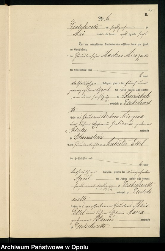 Obraz 15 z jednostki "Heiraths-Neben-Register des Standesamts Deutsch Wette pro 1886"