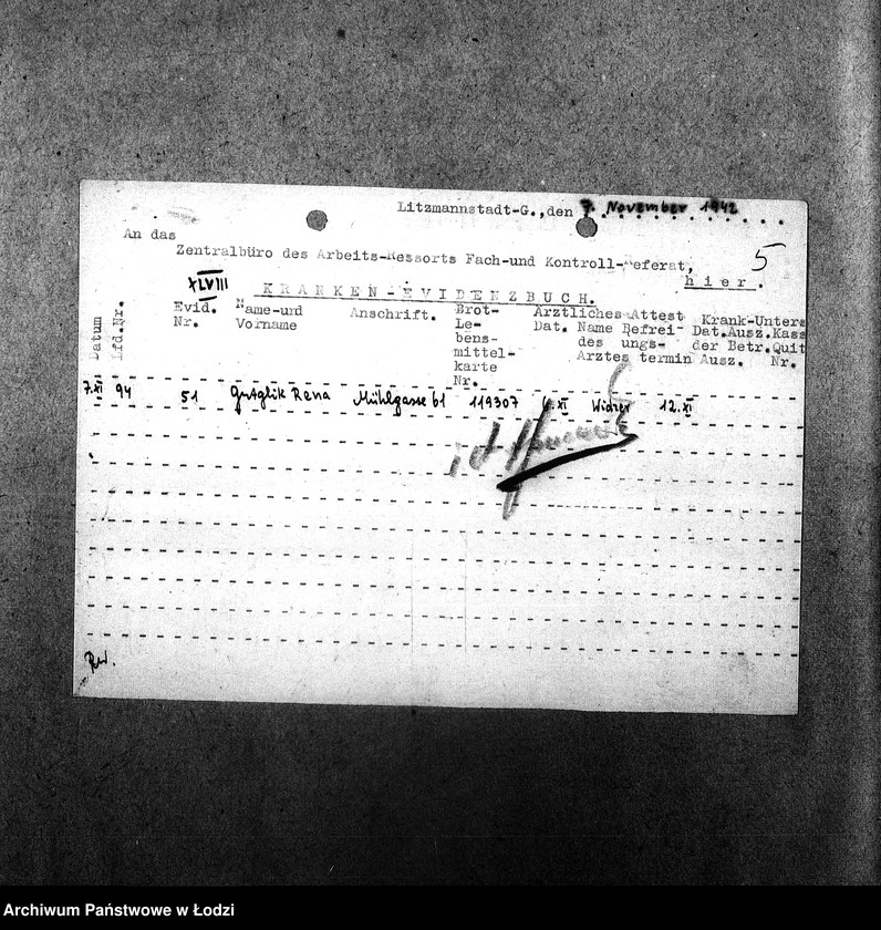 Obraz 8 z jednostki "[Wyciągi z książki ewidencyjnej chorych]"