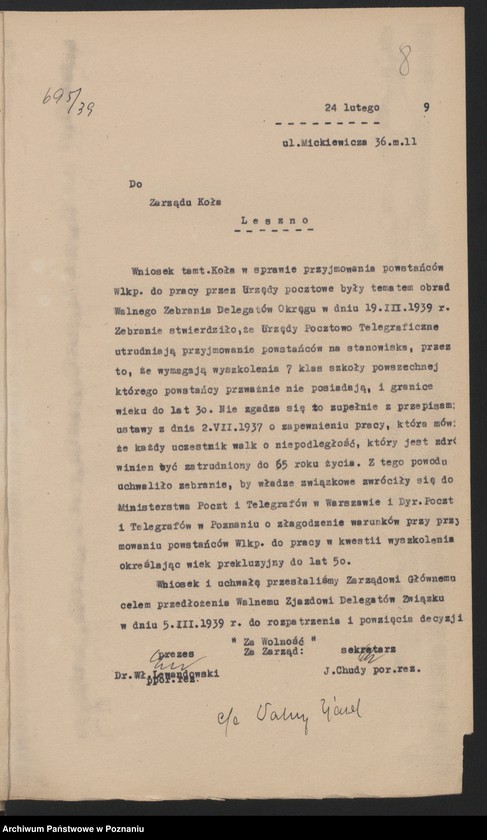 image.from.unit.number "Walny Zjazd Delegatów [wnioski na zjazd, ewidencja kół, sprawozdania sekretarza, komendanta delegatury grodzkiej, bilans]"