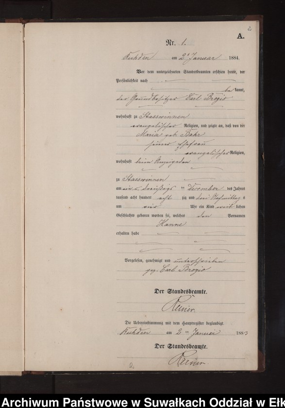 image.from.unit.number "Geburts-Neben-Register des Preussischen Standes-Amtes Stasswinnen Kreis Loetzen"