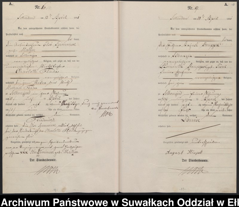 image.from.unit.number "Geburts-Haupt-Register des Königlich Preussischen Standes-Amtes Schaden Kreis Sensburg"