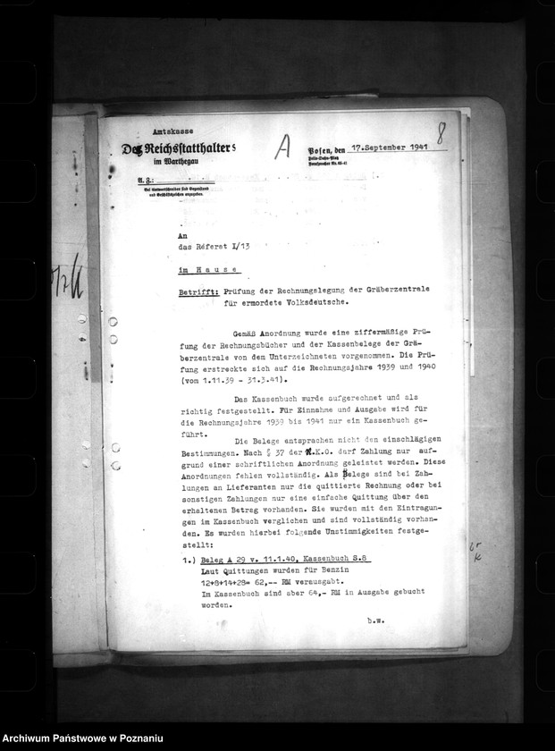 Obraz 12 z jednostki "Gräberzentrale- Mittelbewirtschaftung"