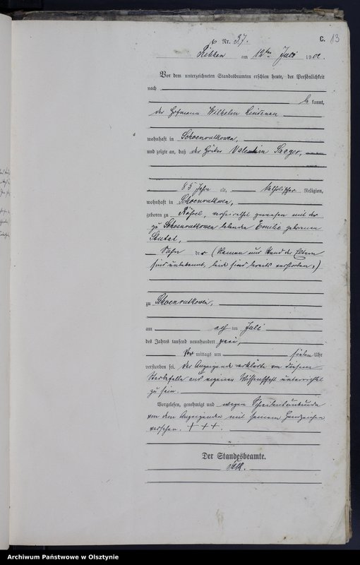 image.from.unit.number "Sterbe-Neben-Register Nr 25 - 78"