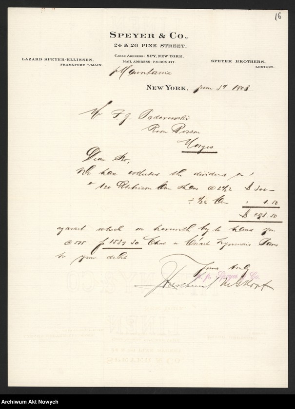 image.from.unit.number "Spyer and Co. (New York) Korespondencja, zestawienia"