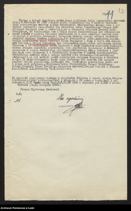 Obraz 14 z jednostki "Mojżesz Goździk, Beniamin Goździk, Abram Jakub Goździk, Mendel Wolf Cytner- sprzedaż manufaktury"