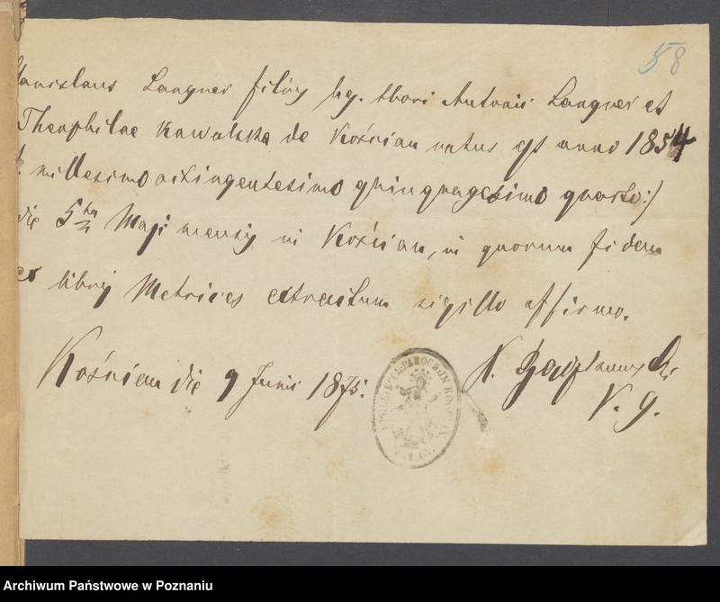 Obraz 10 z jednostki "Die von den Verlobten beigebrachten Urkunden zur Eheschliessung pro 1875"