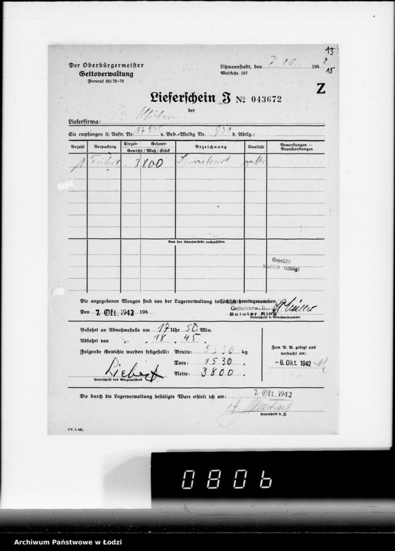 image.from.unit.number "Lebensmitteleinkauf. Aufträge, [Lieferscheinen und Rechnungen] 17526-17545. [Zamówienia i dostawa ziemiopłodów do Getta]"