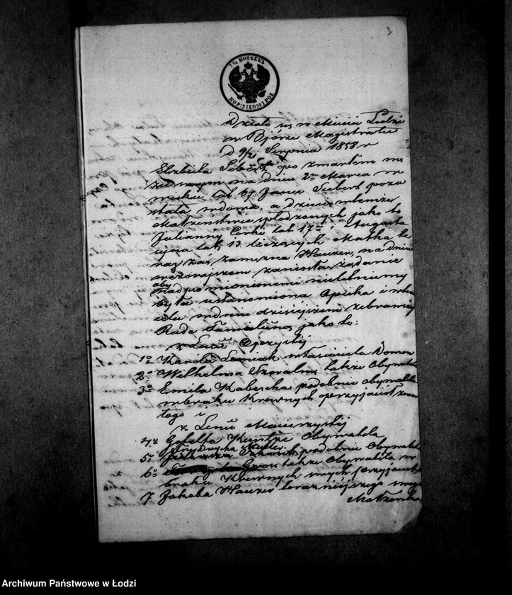 Obraz 7 z jednostki "Akta tyczące się ustanowienia opieki nad nieletnimi po zmarłym Janie Sibert"