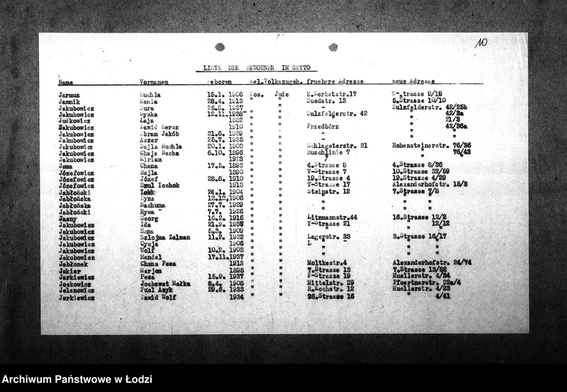Obraz 13 z jednostki "[Alfabetyczny spis mieszkańców getta. Litera J]"