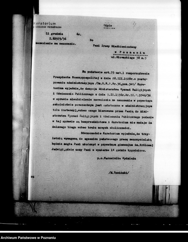 Obraz 8 z jednostki "Prywatna Szkoła Powszechna Sokolnickiej imienia Królowej Jadwigi w Poznaniu"