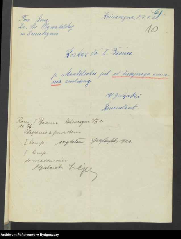 image.from.unit.number "[Raport do Powiatowej Komendy Zachodniej Straży Obywatelskiej w Kościerzynie i rozkazy wydane przez Komendę Powiatową do kompanii i podległych baonów]"