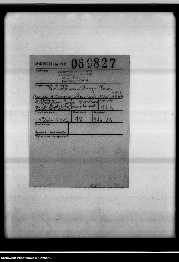 Obraz 2 z jednostki "Strafverfahren wegen Vermahlung von Brotgetreide - Gauheilanstalt Warta bei Sieradz."