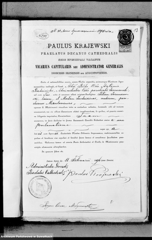 image.from.unit.number "Dokumenty Mirosławskago Rimsko- Katoličeskago Prichoda za 1896 god"