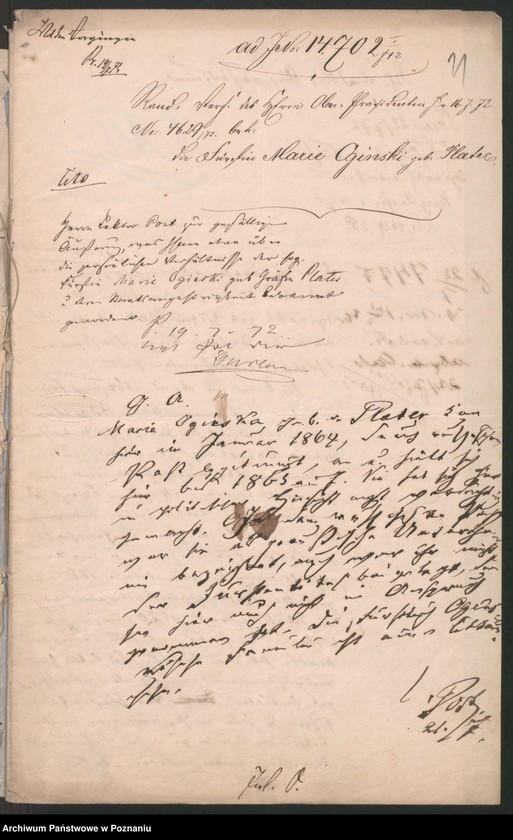 Obraz 14 z jednostki "A. betr. Viktor von Oginski und seine Gemahlin Maria geboren Gräfin Plater"