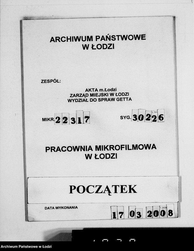 Obraz 1 z jednostki "[Zamówienia na różne artykuły techniczne dla Getta]"