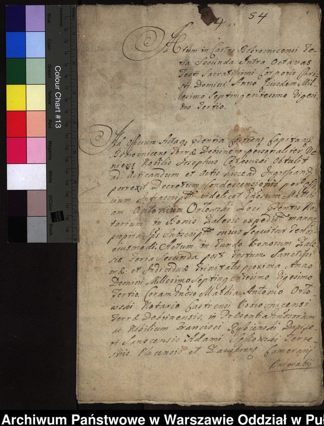 image.from.unit.number "Ekstrakty z ks. gr. bobrownickich i gr. płockich oblaty dekretu sądu kondescensorialnego i manifestacji, dotyczące procesu z 1723 roku między konwentem a sędzią ziemskim płockim Janem Rosciszewskim o wykupienie trzymanych w zastawie przez klasztor dóbr Zalesie"