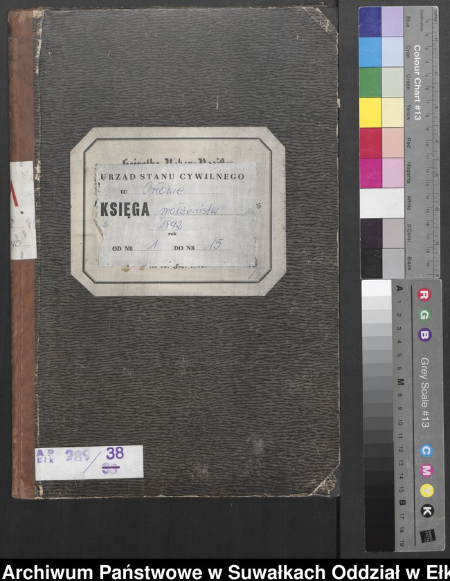 image.from.unit.number "Heiraths-Neben-Register des Preussischen Standes-Amtes Orlowen Kreis Loetzen für das Jahr 1892"