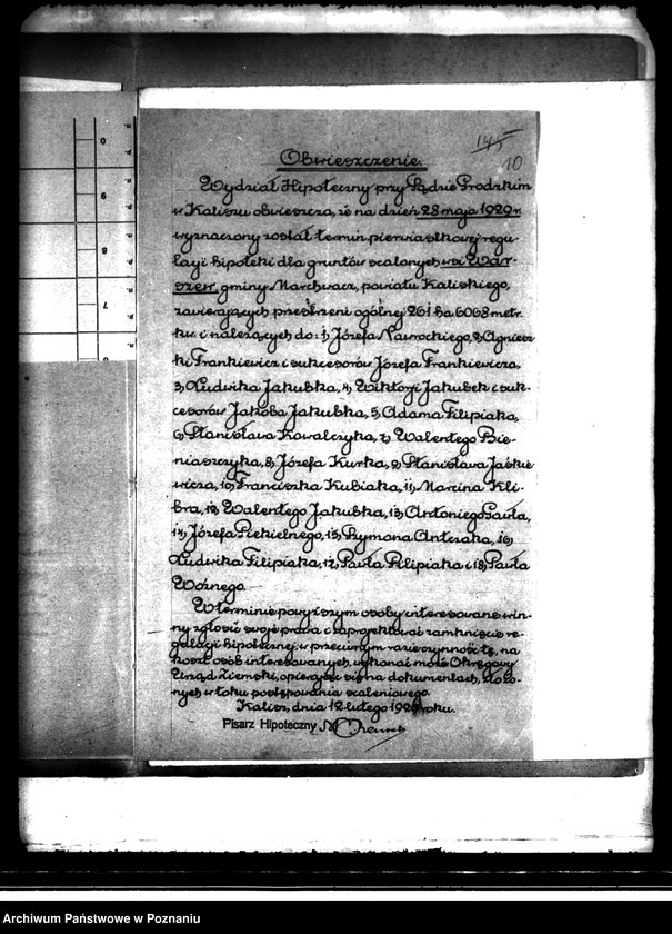 Obraz 14 z jednostki "Regulacja hipoteczna scalonych gruntów we wsi Warszów powiatu kaliskiego"