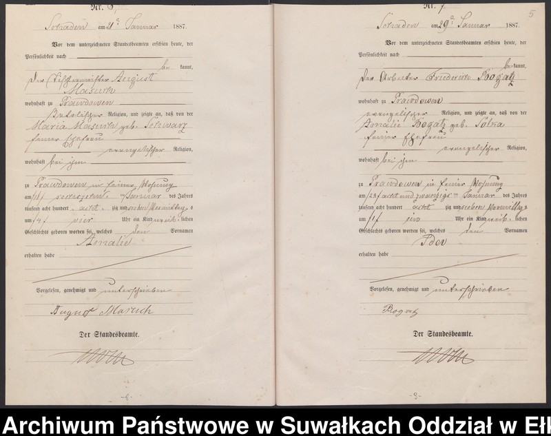 image.from.unit.number "Geburts-Haupt-Register des Königlich Preussischen Standes-Amtes Schaden Kreis Sensburg"