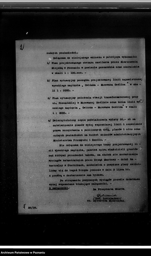 Obraz 6 z jednostki "Wniosek Elektrowni Miejskiej w Poznaniu o zatwierdzenie planu linii elektrycznej z Owińsk do Murowanej Gośliny"