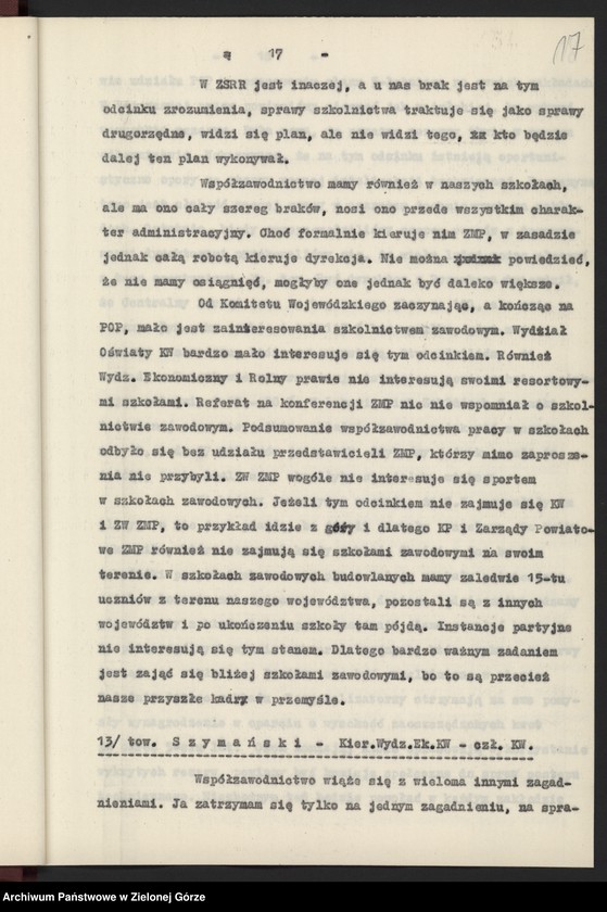 image.from.unit.number "Protokół plenarnego posiedzenia nt.: Wyniki działalności w wojewódzkiej organizacji partyjnej w dziedzinie rozwoju socjalistycznego współzawodnictwa pracy. Załączniki. 13 grudnia 1955 r."
