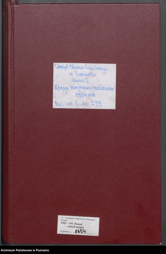 Obraz 2 z jednostki "Księga miejscowa małżeństw tom I [Rejestr główny małżeństw]"