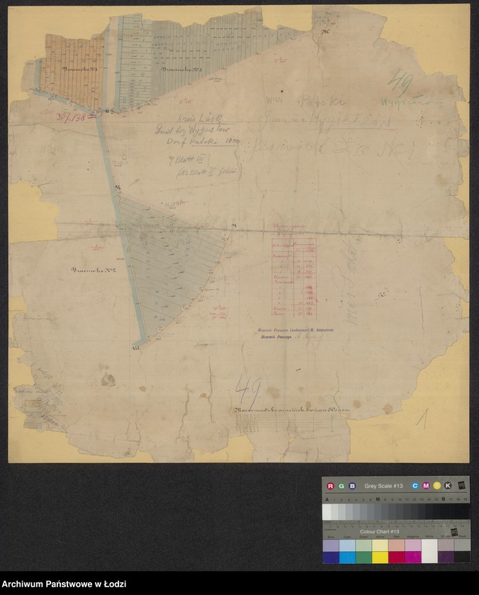 Obraz 2 z jednostki "Plan zemel´ postupivšich v´ sobstvennost´ krest´jan selenija Patoki gminy Wygelzov, laskago uezda"