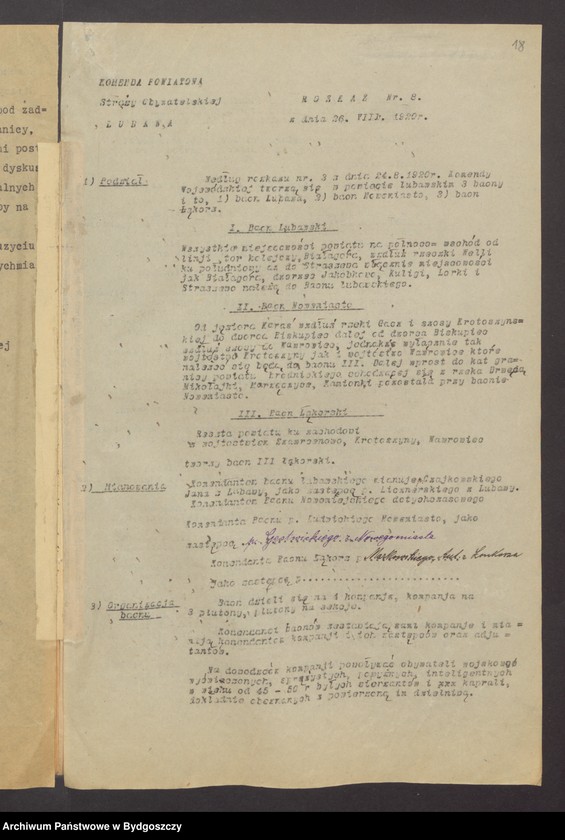 image.from.unit.number "Komenda Powiatowa Lubawa ZSO. Rozkazy komendy [obsada stanowisk, organizacja]"