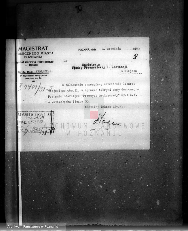 Obraz 12 z jednostki "Zatwierdzenie zakładu przemysłowego /firmy przemysłu smołowego/ Spółka z o.o. dawniej Lindenberg Poznań nr woj. 556"