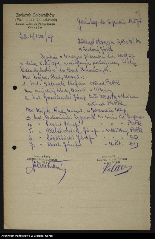 image.from.unit.number "Wykazy członków ZBoWiD wytypowanych na kandydatów do Rad Narodowych"