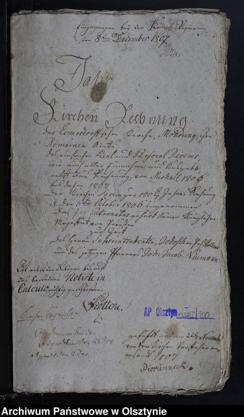 image.from.unit.number "Jahr Kirchen Rechnung des eifachen und doppelten Real et Personal Decems, wie auch aller Einnahme und Ausgabe, nebst Bau-Rechnung"