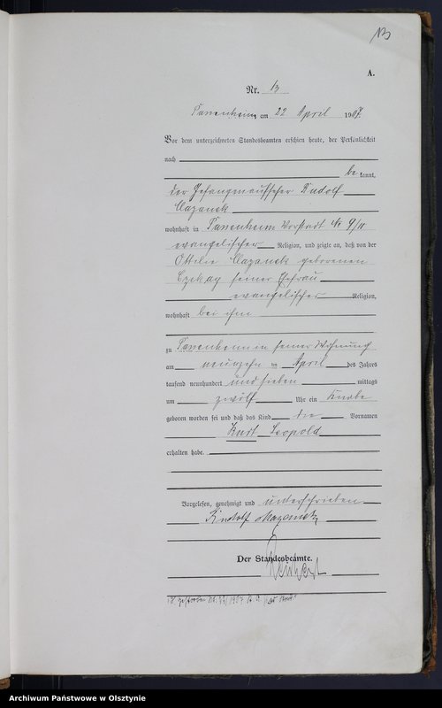 image.from.unit.number "Geburts-Haupt-Register Nr 1 - 55 [1907], Nr 1-67 [1908], Nr 1-60 [1909], Nr 1-68 [1910]"