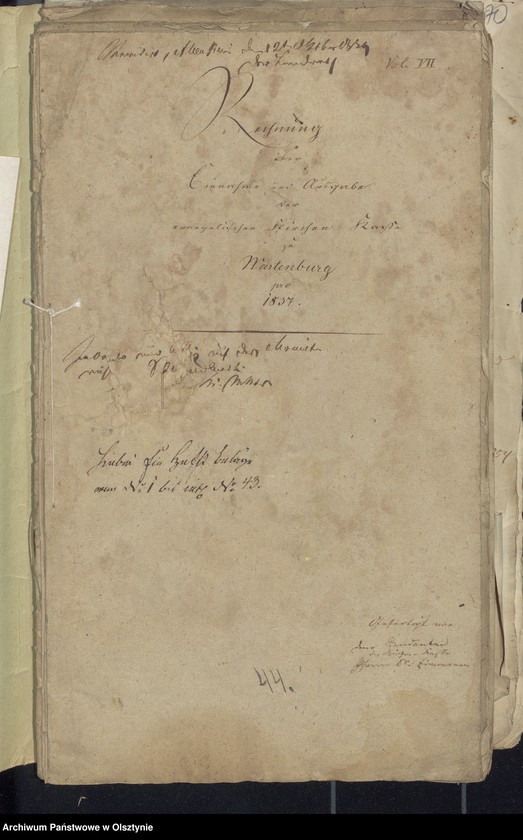 image.from.unit.number "Rechnung über die Einnahme und Ausgabe der evangelkischen Kirchenkasse zu Wartenburg"