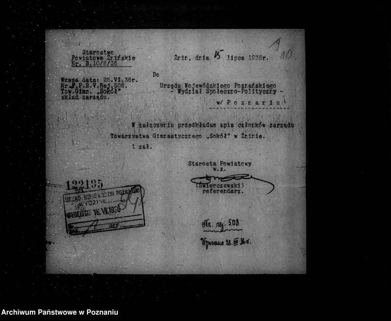 Obraz 14 z jednostki "/Towarzystwo Gimnastyczne „Sokół" w Żninie - rejestracja/"