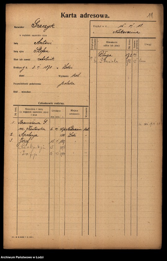 Obraz 13 z jednostki "[Spis ludności Łodzi] Graczyk - Grajlich"