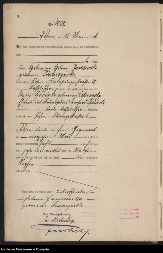 Obraz 14 z jednostki "Księga miejscowa urodzeń tom III"