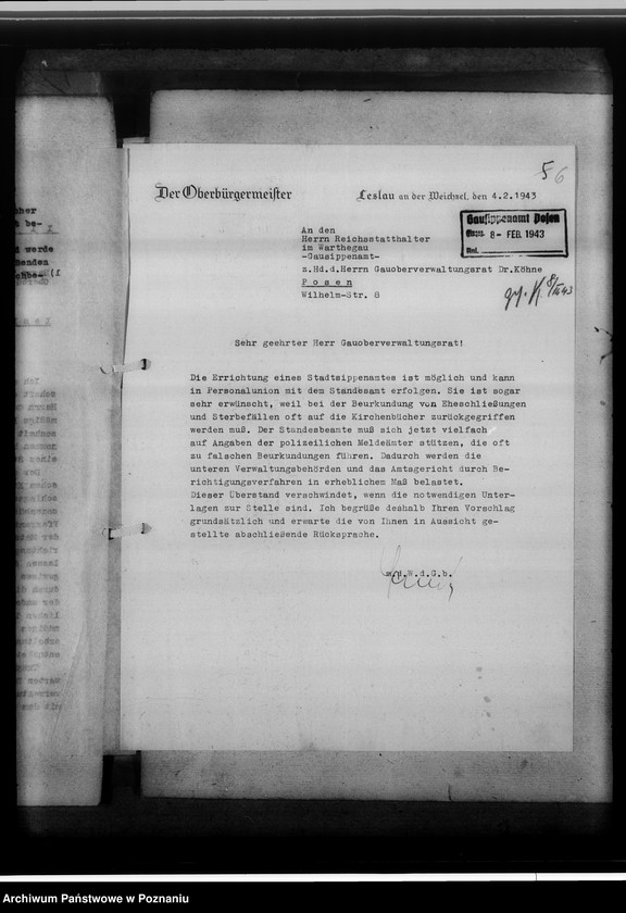 Obraz 10 z jednostki "[Korespondencja w sprawach organizacyjnych]- Sippenamt für Stadt- und Landkreis Leslau [Włocławek, województwo bydgoskie]"