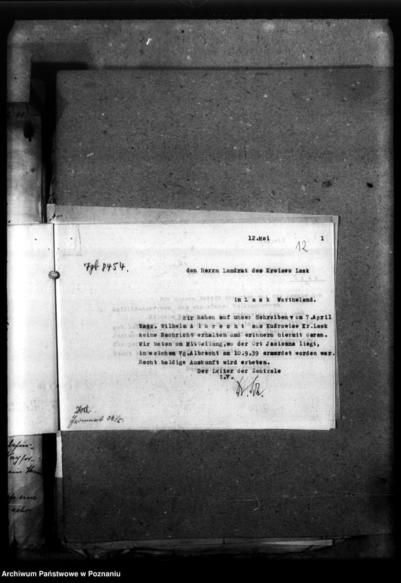 Obraz 16 z jednostki "Korespondencja w sprawie miejscowych Niemców, którzy zginęli w 1939 roku A - K"