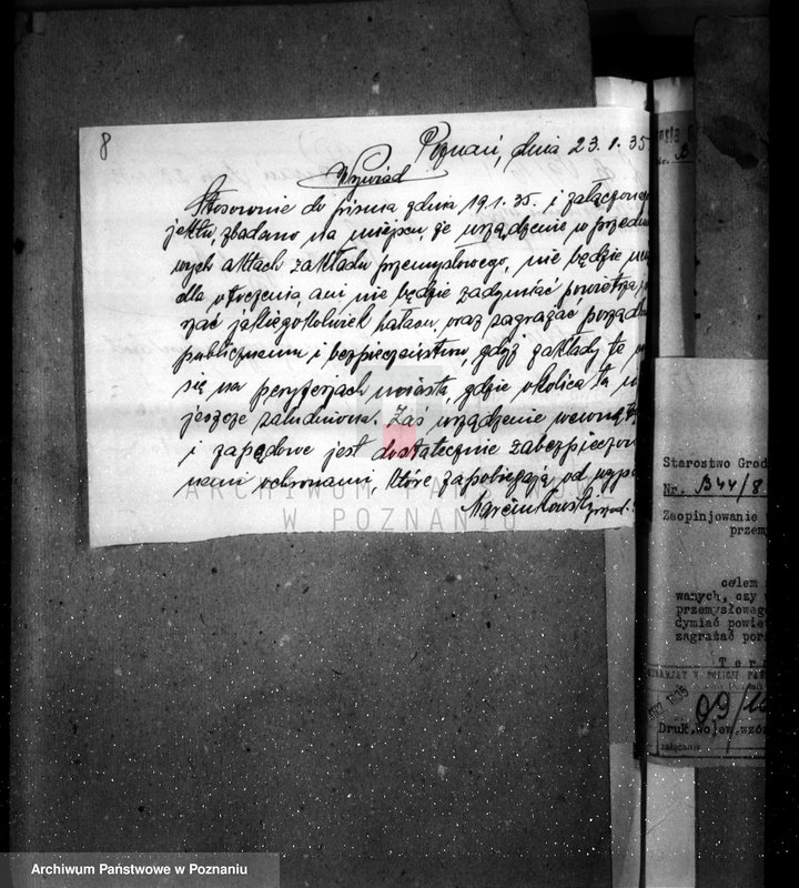 Obraz 12 z jednostki "Zatwierdzenie zakładu przemysłowego /fabr. cieplarń/ Firma Höntsch w Poznaniu"