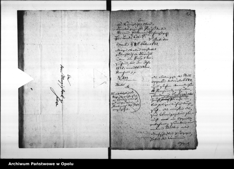 Obraz 11 z jednostki "Acta des Magistrats zu Oppeln betreffend den an das Königliche Ober - Landes - Gericht zu Ratibor erstatteten gutachtlichen Bericht über die Haupt - Ursachen der im Jahre 1835 verübten Verbrechen pp."