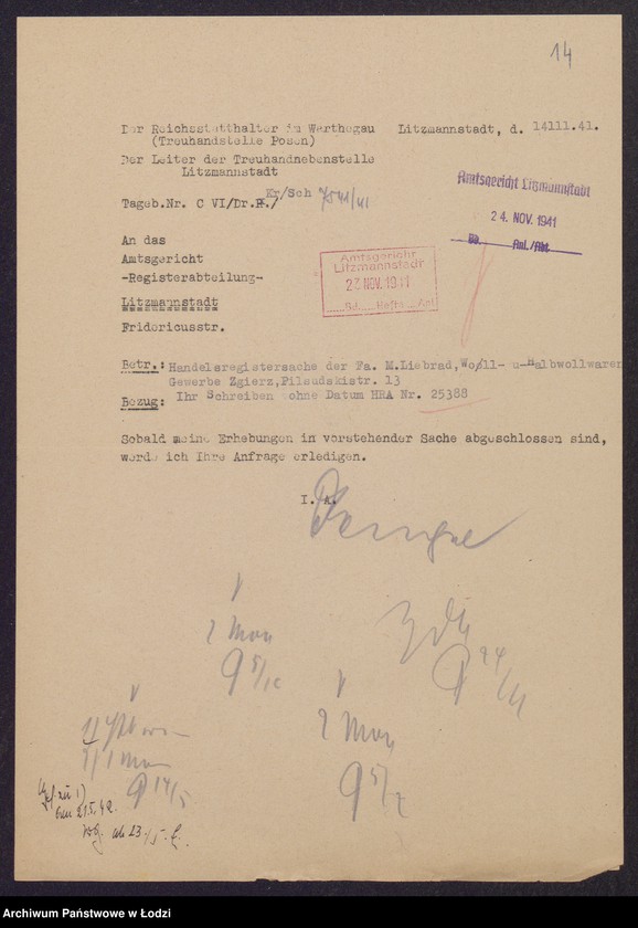 Obraz 16 z jednostki "Hersz Moszek Librach- przemysł wełniany i półwełniany w Zgierzu"