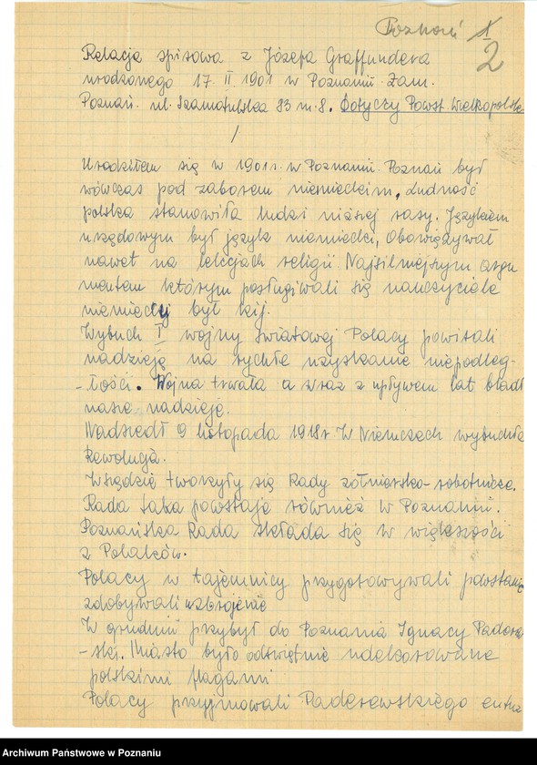 Obraz 11 z jednostki "Relacje i wspomnienia dotyczące powstania wielkopolskiego: 1. Poznań, część ll /autorzy relacji od G - M/."