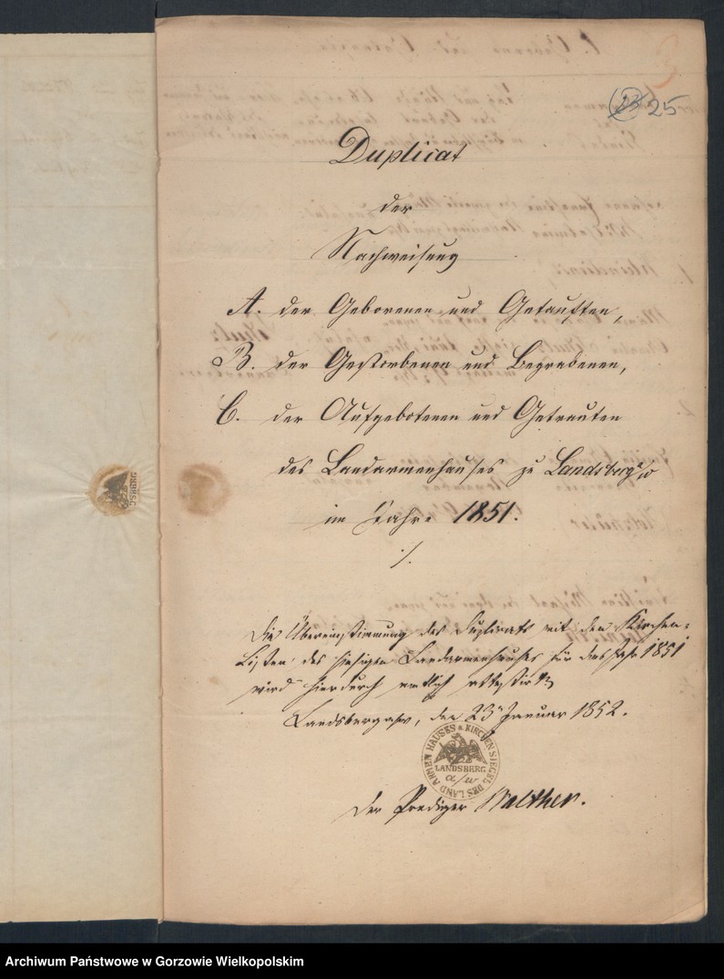 image.from.unit.number "Duplikate des Kirchenbuches vom Landarmenhaus zu Landsberg an der Warthe"