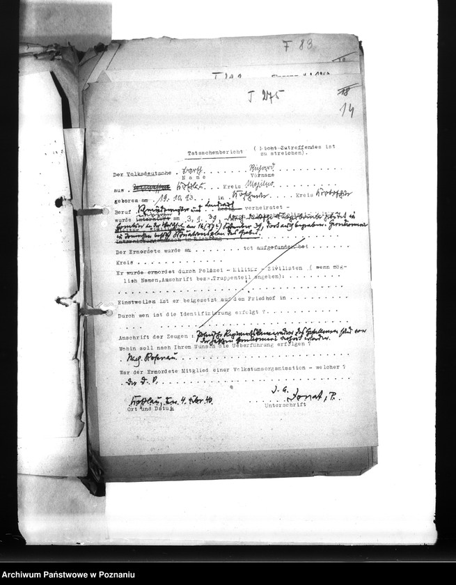 Obraz 18 z jednostki "Wykazy miejscowych Niemców, którzy zginęli w 1939 roku A - P"