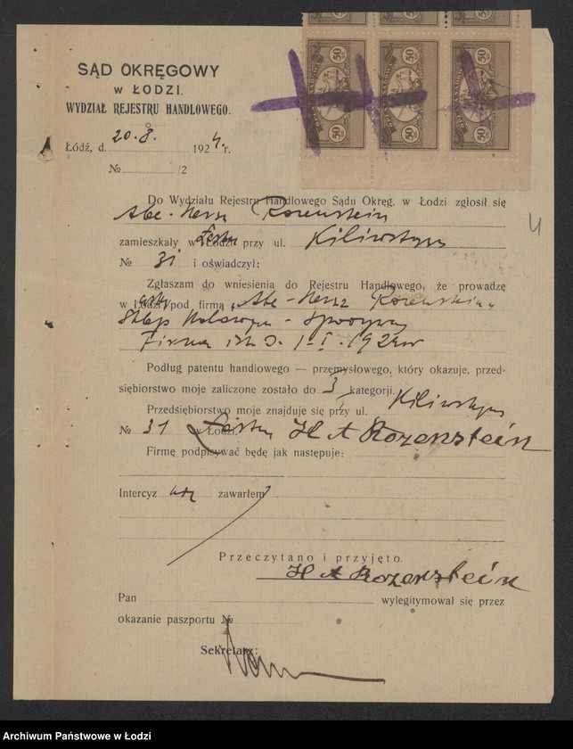 Obraz 6 z jednostki "Abe Hersz Rozensztajn- sprzedaż art. spożywczych i kolonialnych"