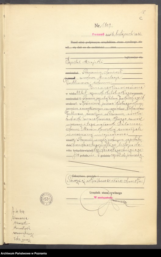 Obraz 17 z jednostki "Księga miejscowa zgonów tom IV [Rejestr główny zgonów]"