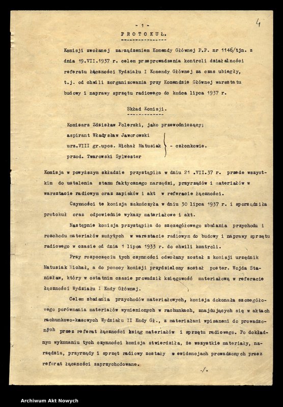 image.from.unit.number "[Kontrola Referatu Łączności Wydziału Organizacyjno - Wyszkoleniowego. Protokół, notatki.]"