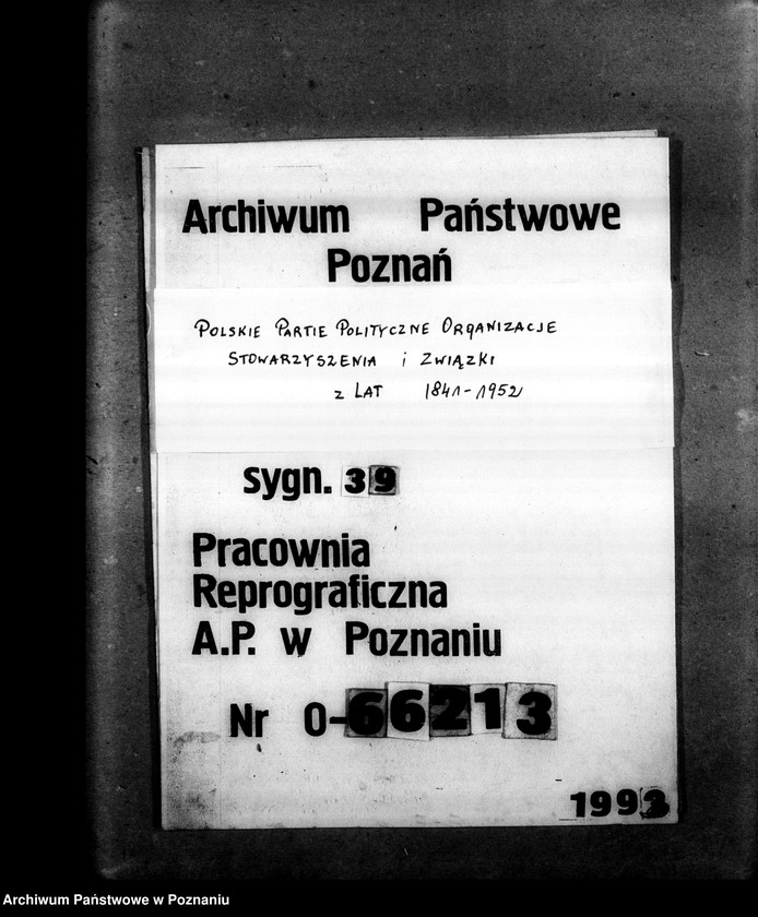Obraz 1 z jednostki "Zarządzenia i okólniki. Korespondencja dotycząca spraw organizacyjnych i personalnych członków Stronnictwa - powiadomienia o odprawach, zebraniach, zmiany osobowe itp.."