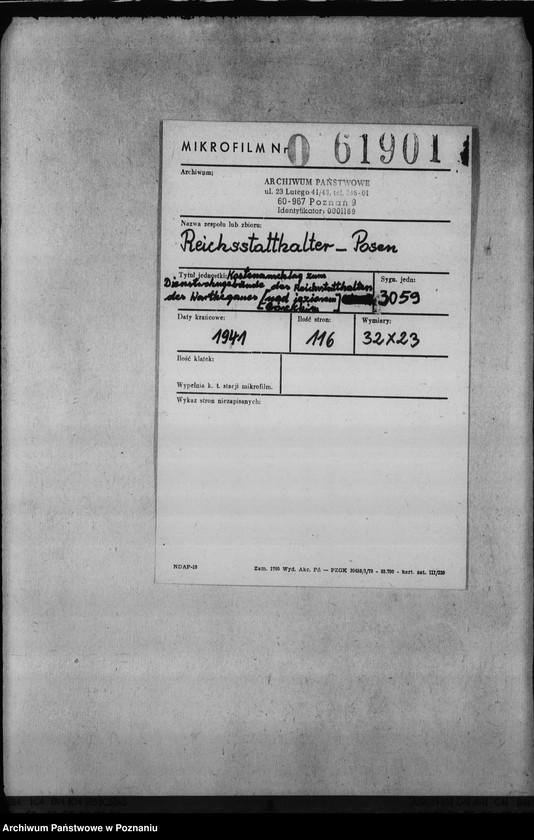 Obraz 2 z jednostki "Kostenanschlag zum Dienstwohngebäude des Reichsstatthalters des Warthegaues - nad jeziorem Góreckim"